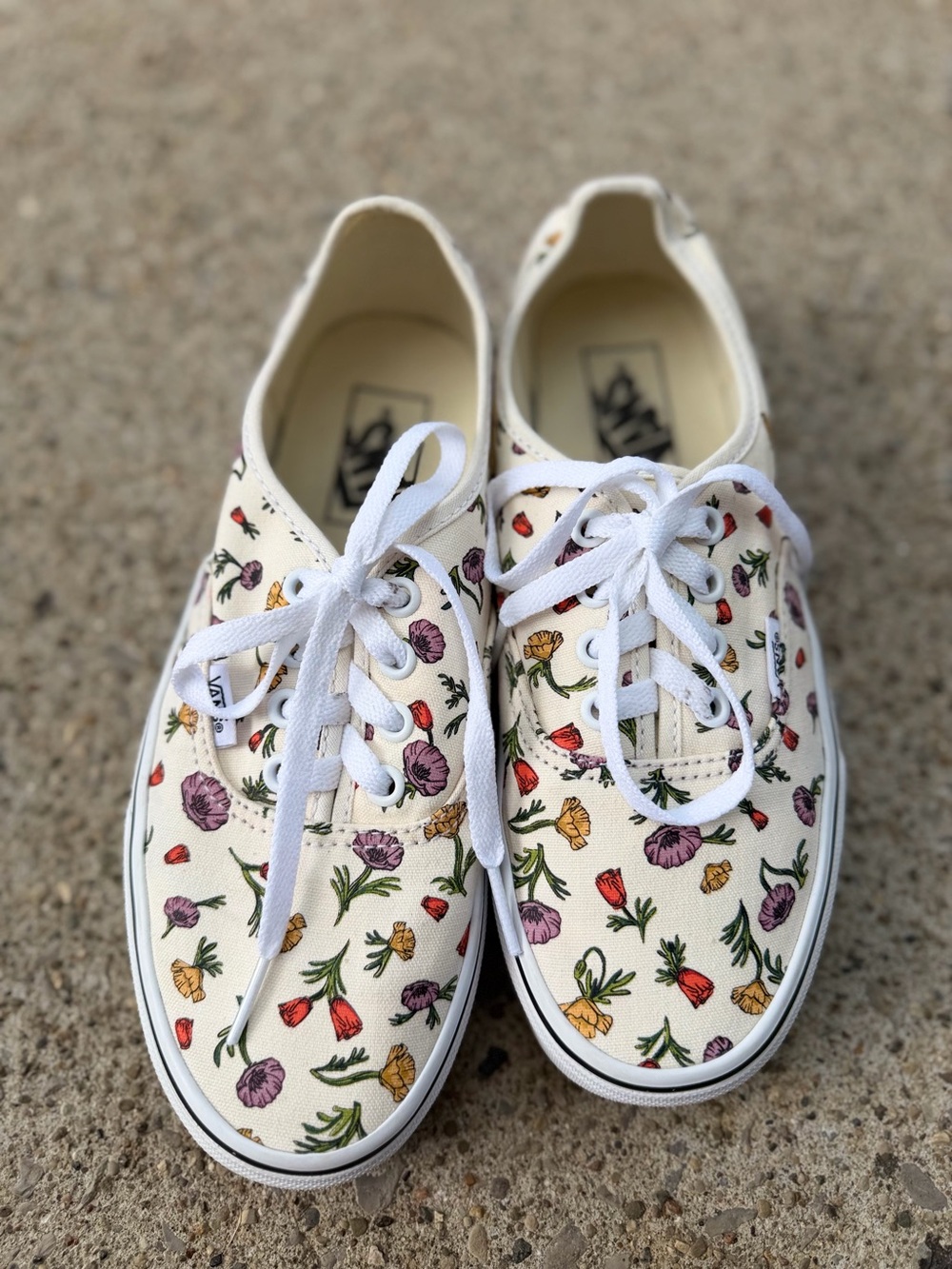 Vans Authentic Floral Shoes Womens Size 7 Cream Canvas Low Top Sneakers - Picture 2 of 10